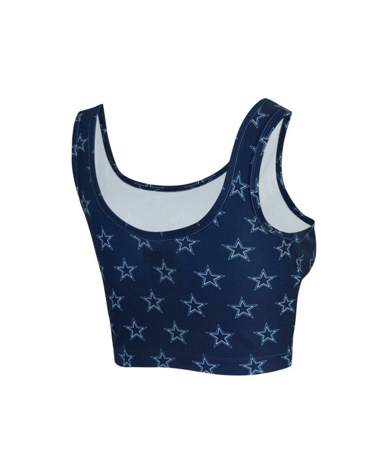 Women's Navy Dallas Cowboys Record Allover Print Bralette