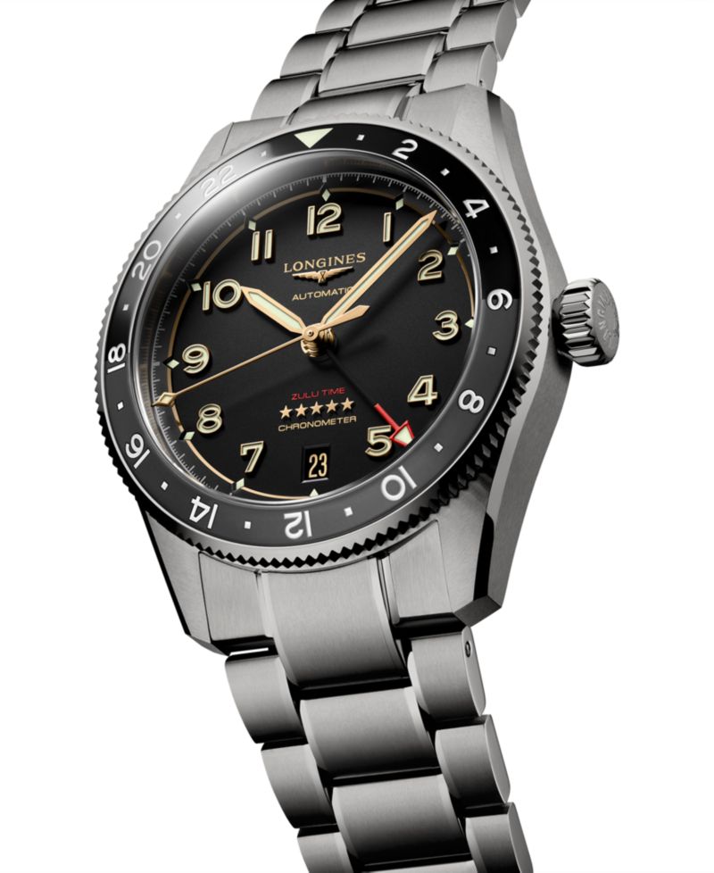 Men's Swiss Automatic Spirit Zulu Time Silver-Tone Titanium Bracelet Watch 39mm