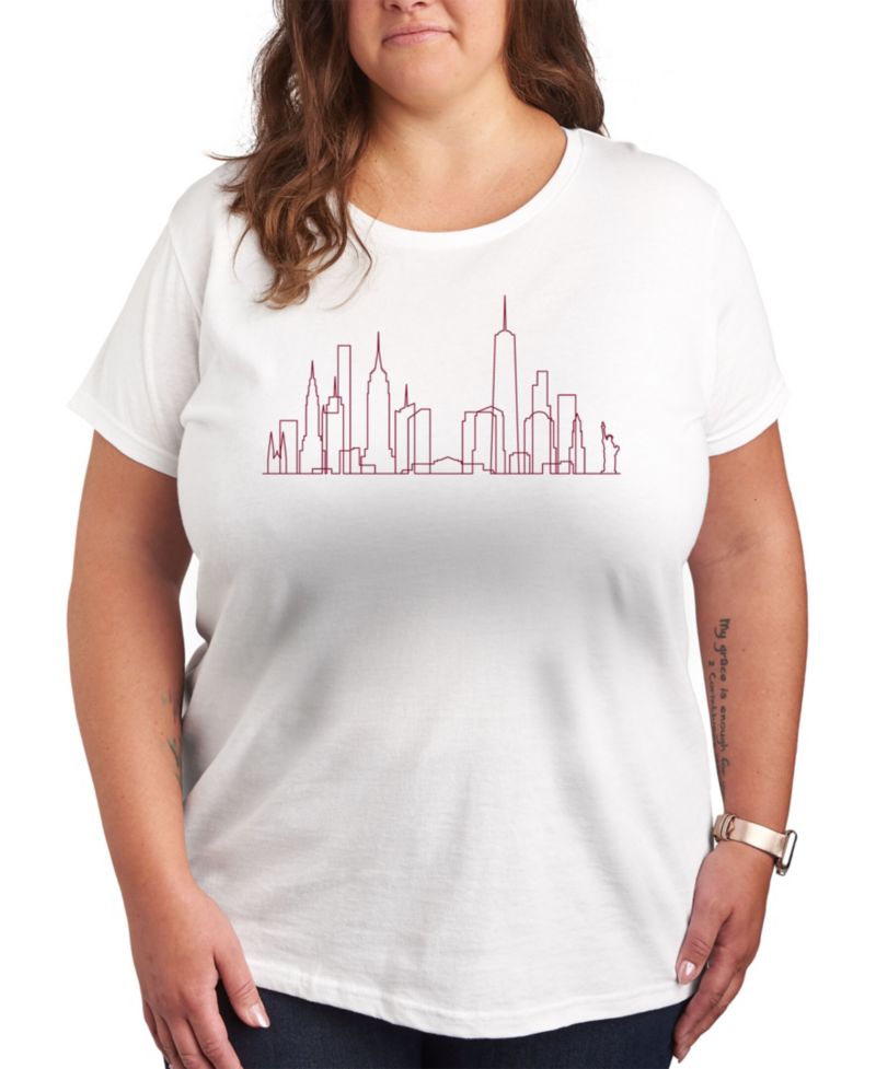 NYC Skyline Line Art Plus Size Graphic T-Shirt