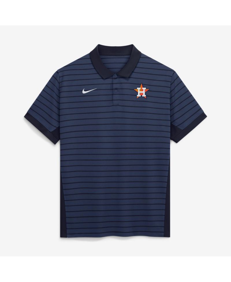 Men's Navy Houston Astros Authentic Collection Striped Victory Dri-FIT Polo Shirt