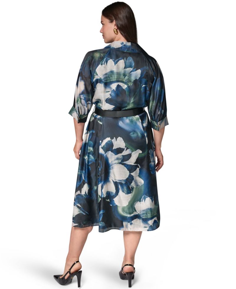 Petite Organza Printed Shirt Dress
