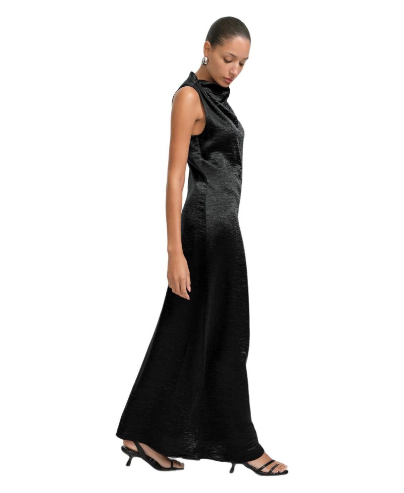 Women's Senna High-Neck Sleeveless Draped Floor-Length Evening Gown