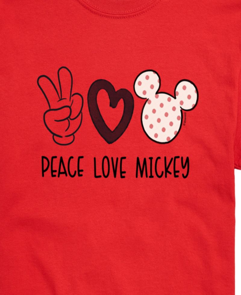 Men's Disney Peace Love Mickey Printed Short-Sleeve Graphic T-Shirt