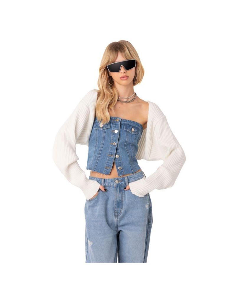 Women's Sleeves Sweater Ribbed Knit