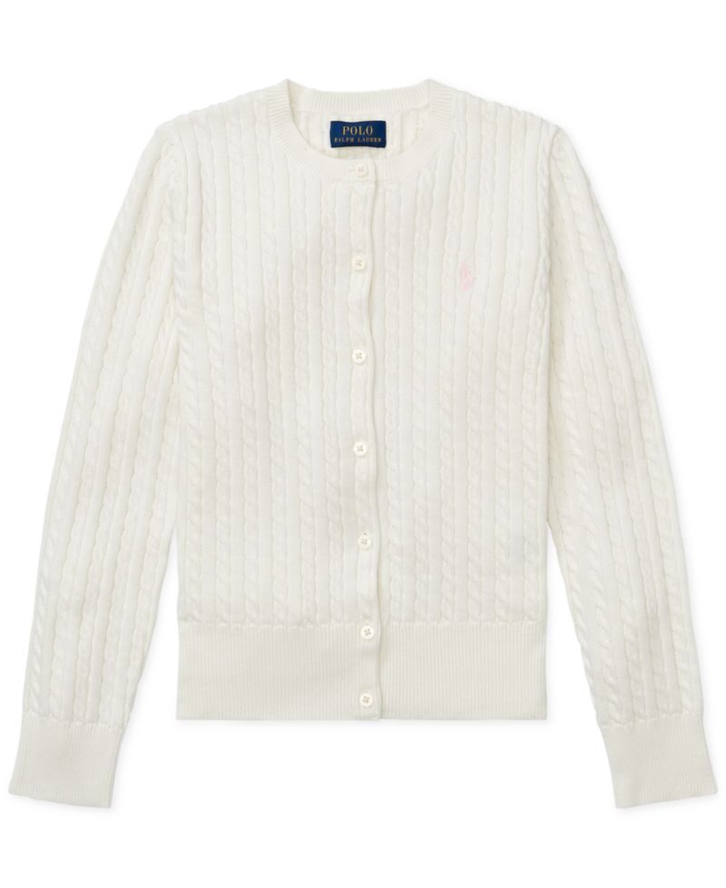 Girls' 2T-6X Cable-Knit Cotton Cardigan