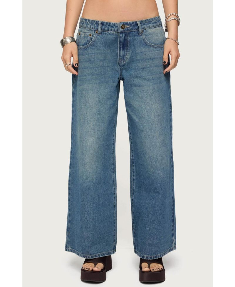 Womens Vyxen Vintage Washed Low Rise Jeans