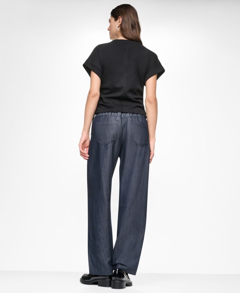 Women's Washed Heavy Cotton Side-Ruched Short-Sleeve Top