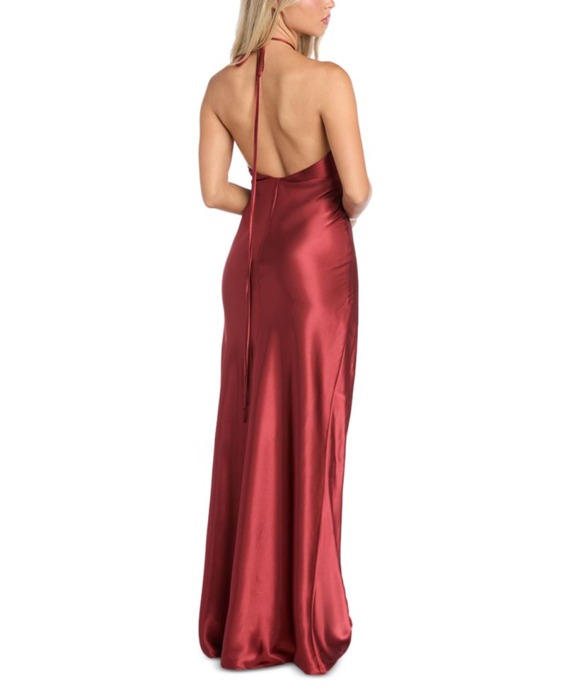 Juniors' Halter Neck Slip-Dress