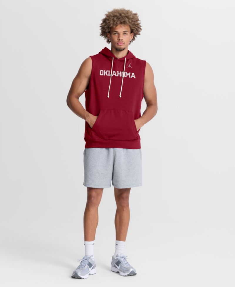 Men's Crimson Oklahoma Sooners 2026 Sideline Sleeveless Dri-FIT Hoodie