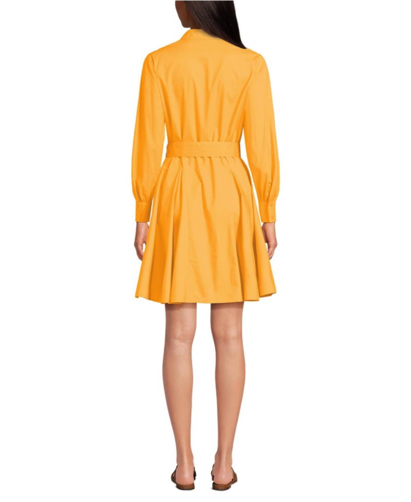 Women's Embroidered Poplin Button Front Dress with Godets
