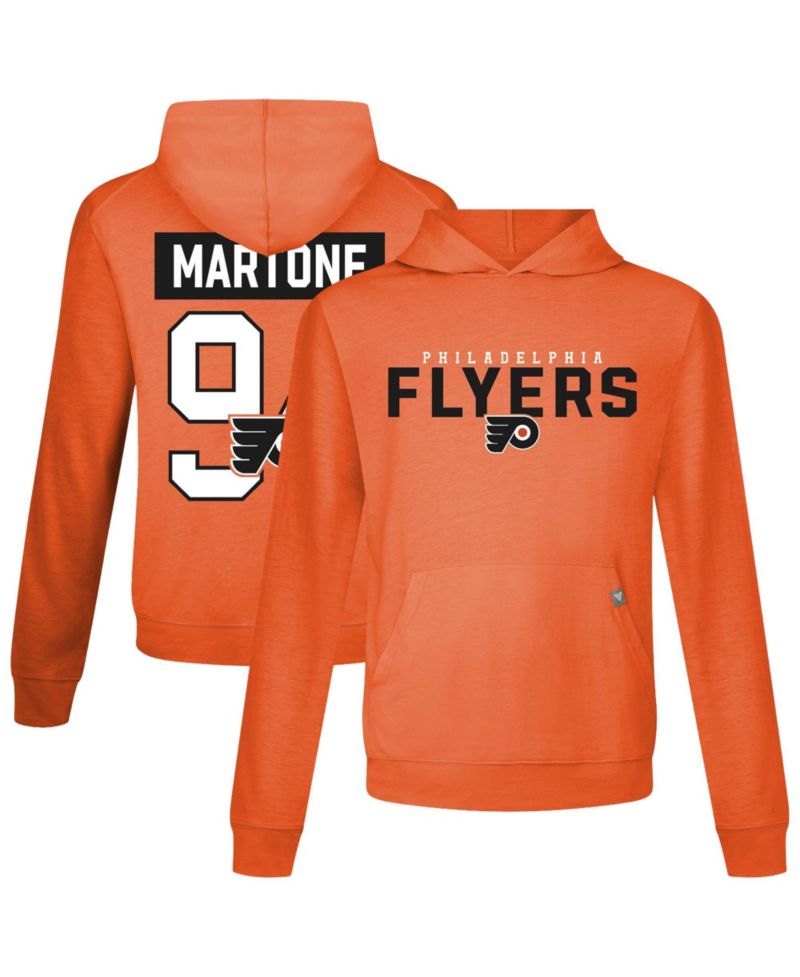 Men's Porter Martone Orange Philadelphia Flyers Relay Name & Number Long Sleeve Hooded T-Shirt