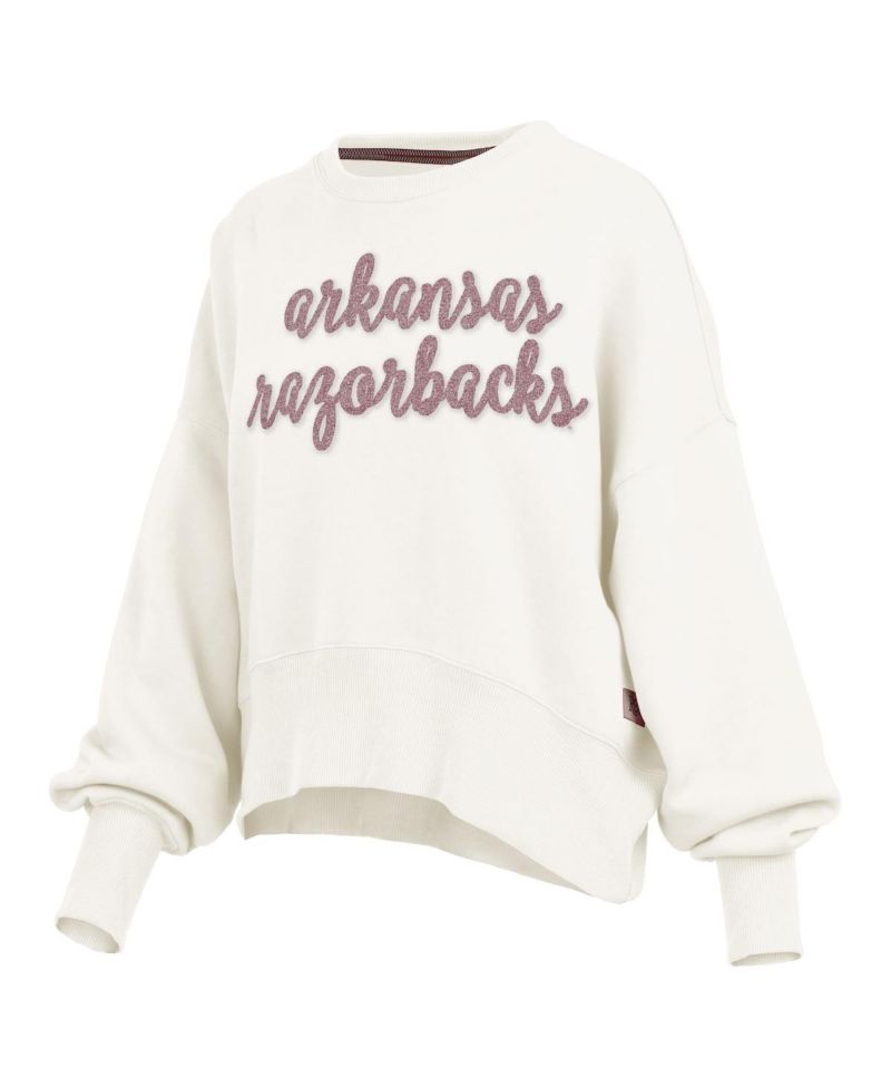 Women's Cream Arkansas Razorbacks Chelsea Oversized Pullover Sweatshirt