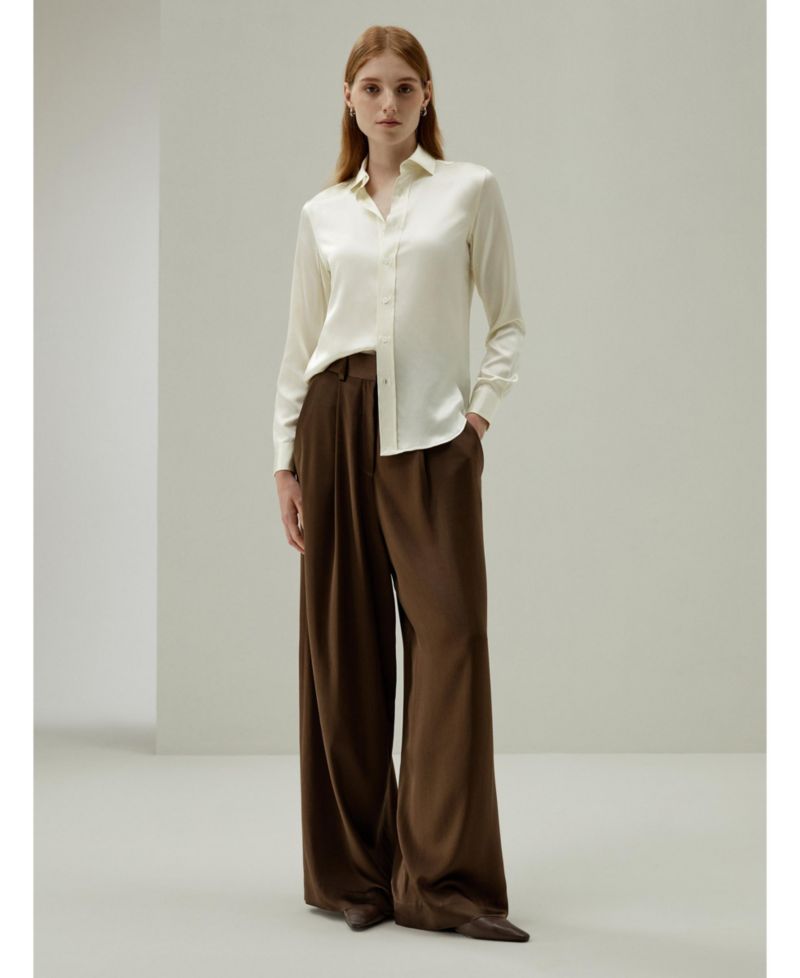 Women's Tailored Button Down Regular Fit Silk Shirt