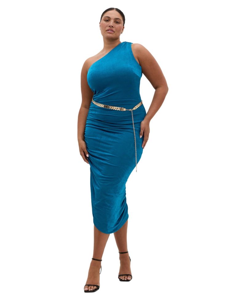Plus Size Orbit One-Shoulder Body-Con Midi Dress