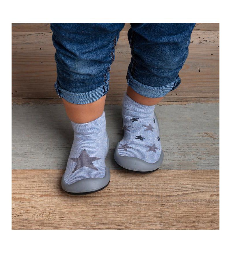 Baby Girl Boy First Walk Sock Shoes Twinkle Twinkle - Heather Blue