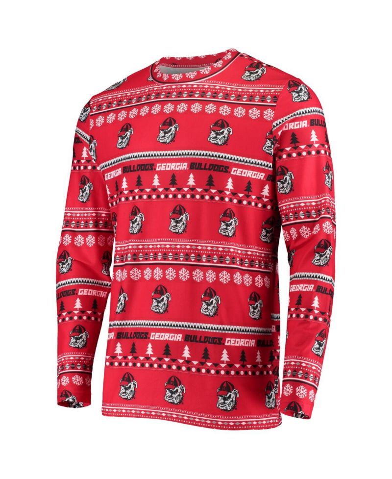 Men's Red Georgia Bulldogs Ugly Sweater Knit Long Sleeve Top and Pant Set