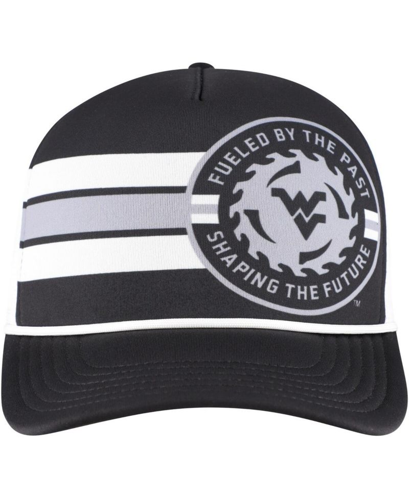 Men's Black West Virginia Mountaineers Built on Bravery Running Circle Trucker Adjustable Hat