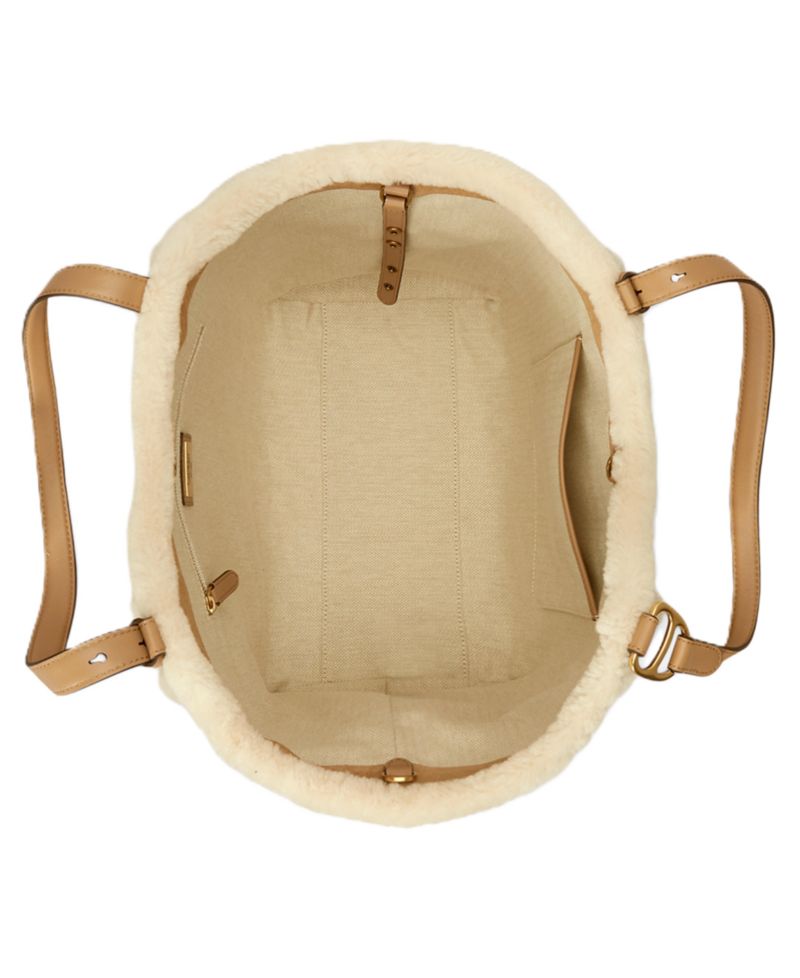 Tasha Extra-Large Sherpa-Trim Suede Tote Bag