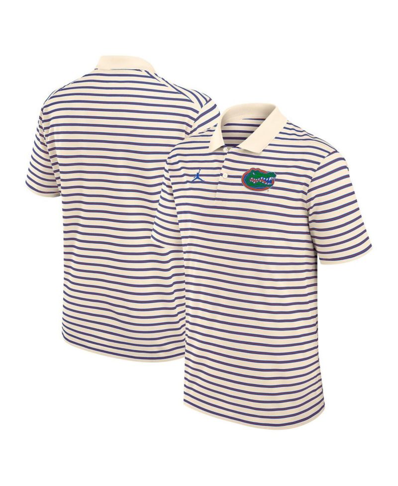 Jordan Men's Tan/Royal Florida Gators Striped Primary Logo Performance Polo Shirt