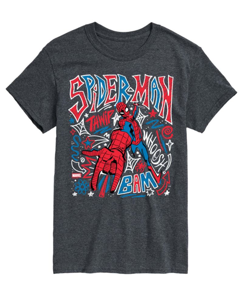 Men's Spiderman Sketchy Doodles Short-Sleeve Graphic T-Shirt