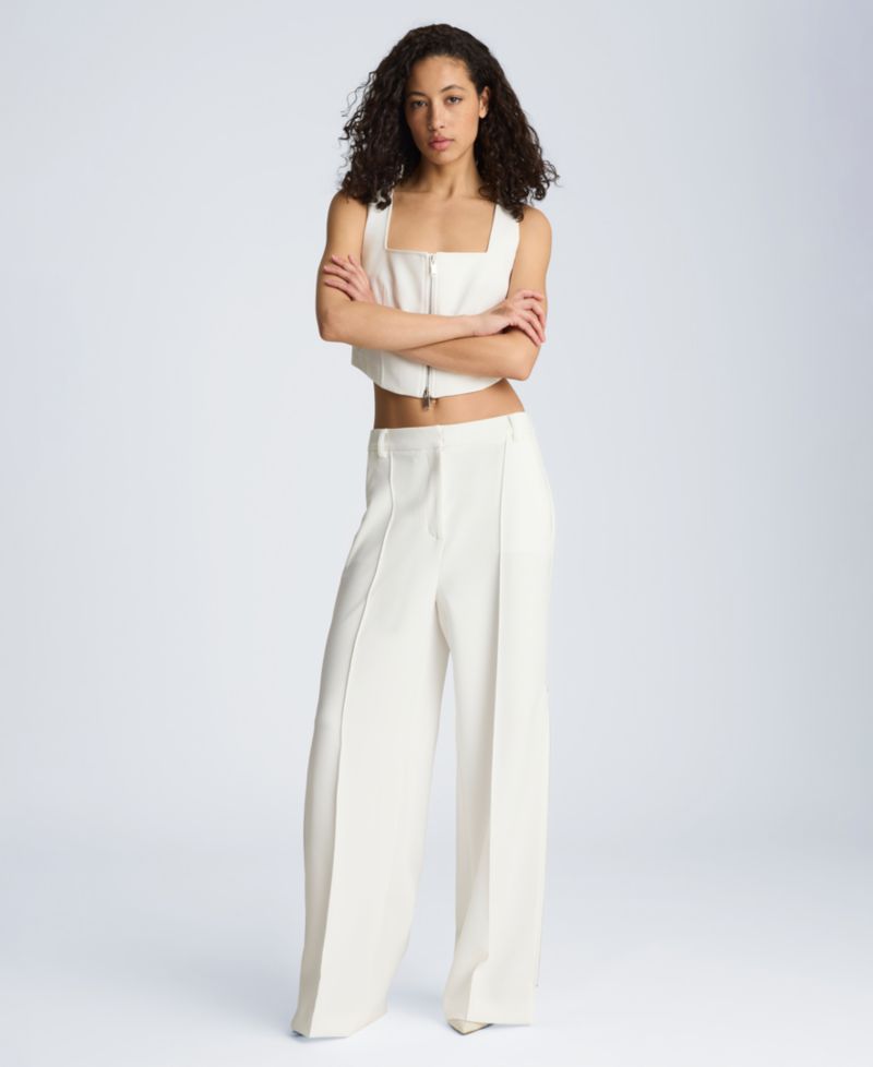 Women's High-Rise Pintuck Zip Sides Pants