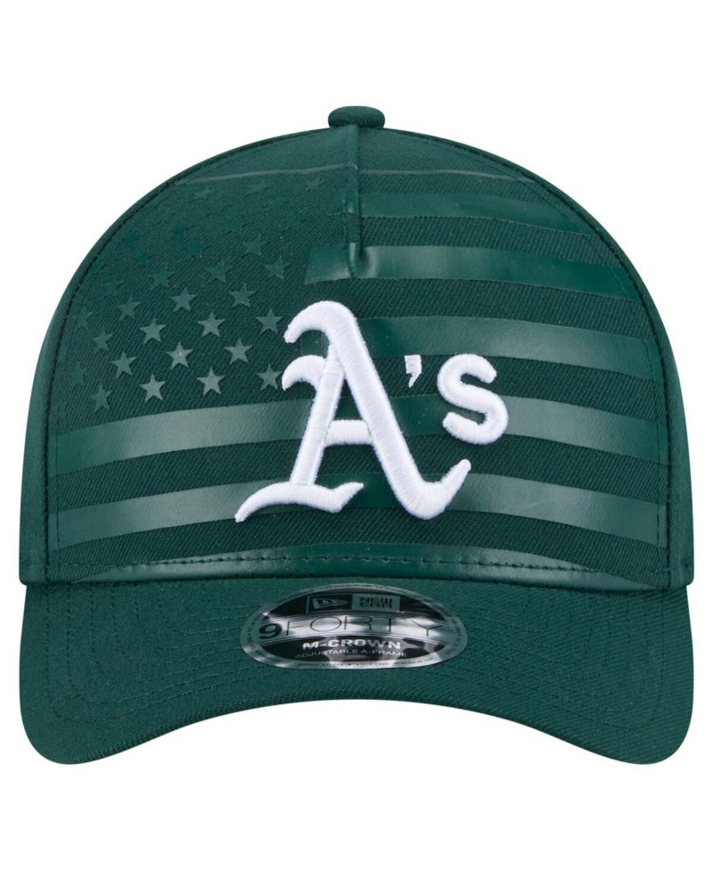 Men's Green Athletics American Flag 9FORTY M-Crown A-Frame Adjustable Hat