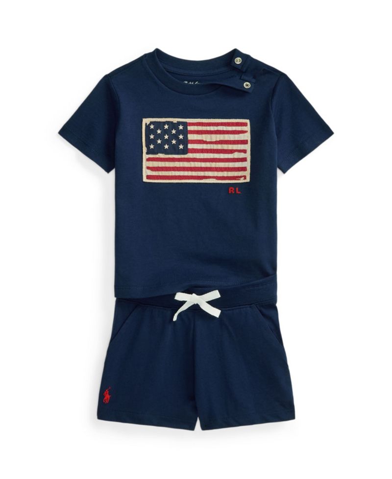 Baby Boys' Flag Jersey T-Shirt and Shorts, 2-Piece Set