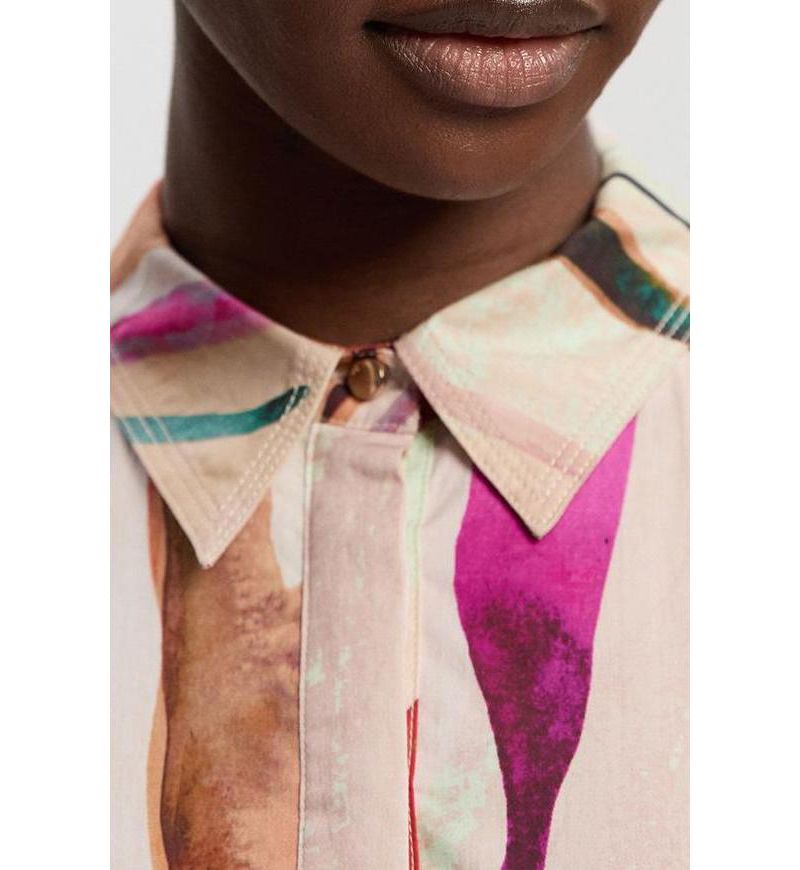 Women's Marble Print Halter Midi Shirt Dress