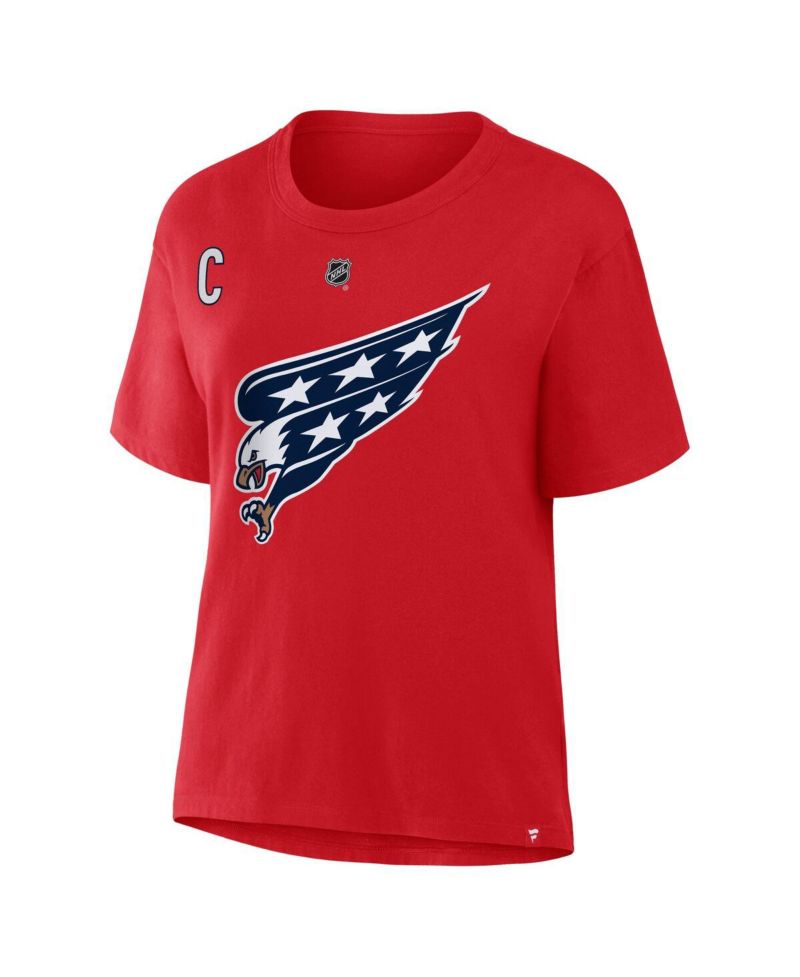 Women's Alexander Ovechkin Red Washington Capitals Authentic Stack Name & Number T-Shirt