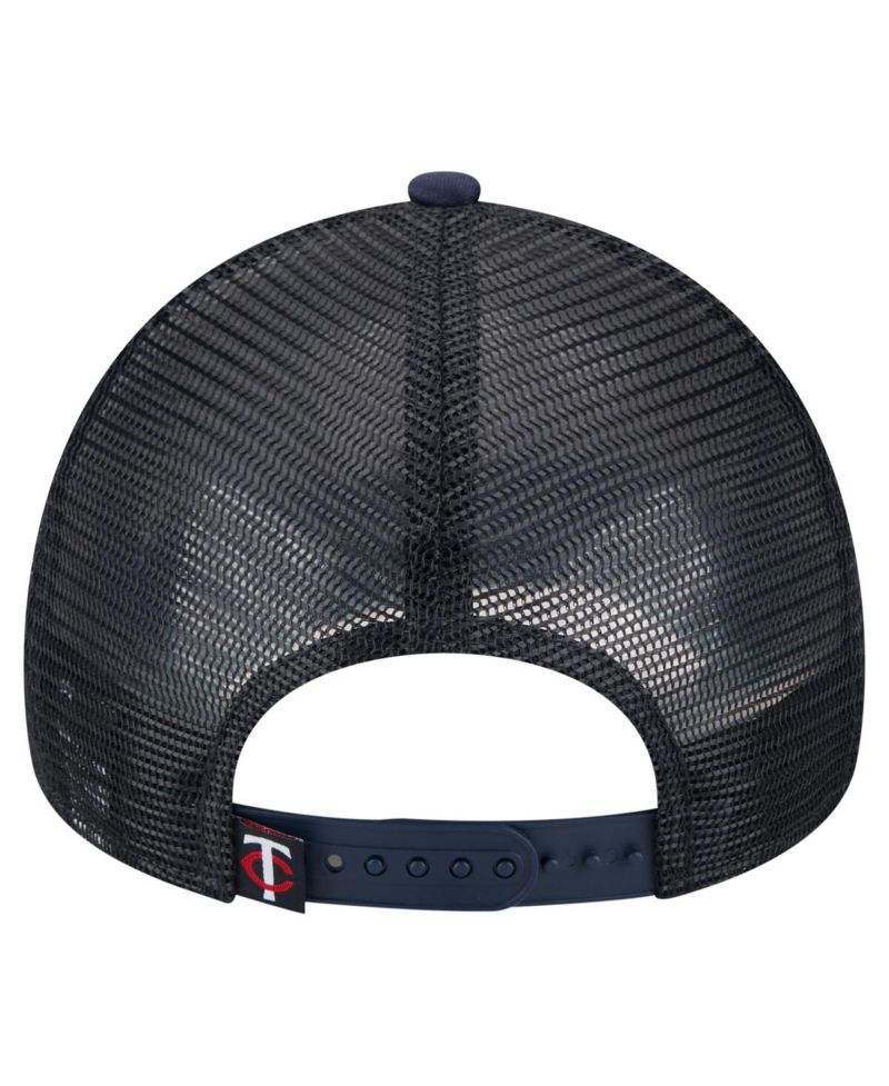 Men's White/Navy Minnesota Twins Distressed 9FORTY A-Frame Adjustable Trucker Hat