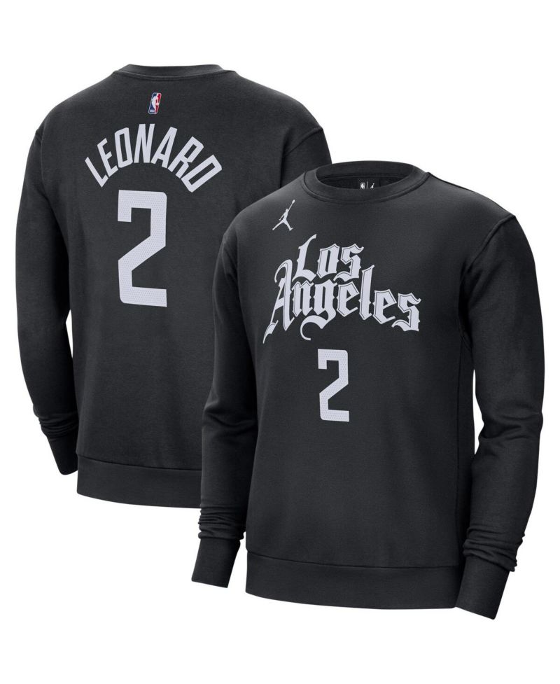 Men's Kawhi Leonard Black LA Clippers Statement Name and Number Pullover Sweatshirt