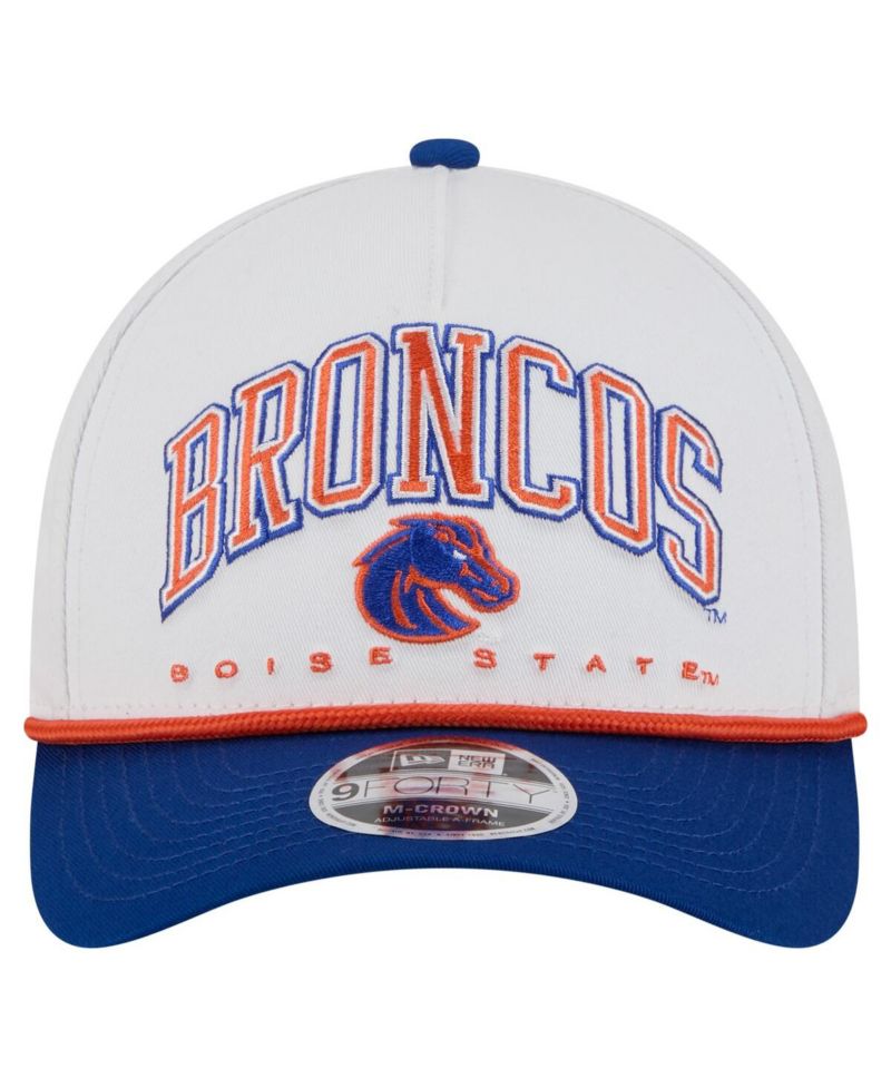 Men's White/Royal Boise State Broncos Arch Two-Tone Rope 9FORTY A-Frame M-Crown Adjustable Hat