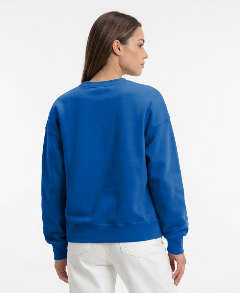 Women's New York Mets Screen Print Relaxed-Fit Sweatshirt