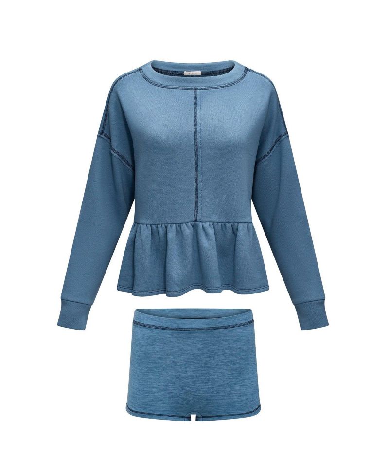 Women's Norma Long-Sleeve Peplum Sweatshirt and Shorts Set