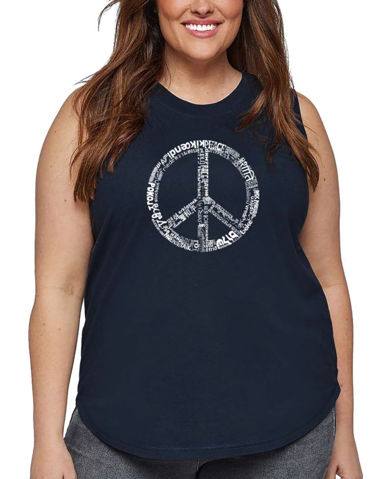 Plus Size Peace in 77 Languages Word Art Tank Top