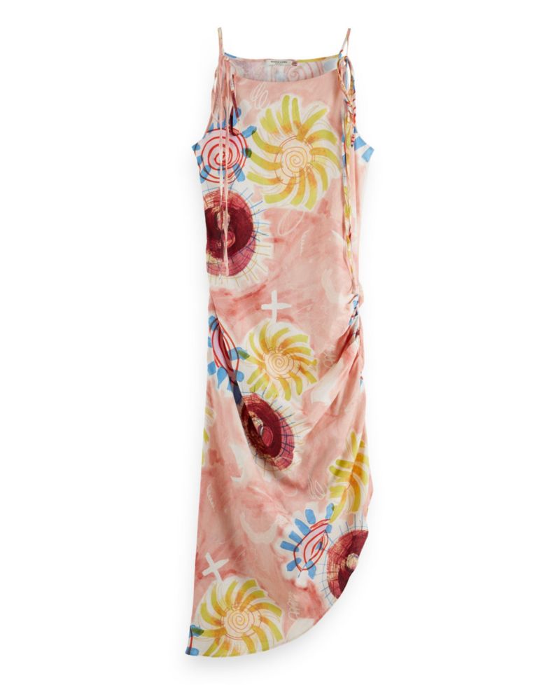 Women's Linen Viscose Printed Midi Dress