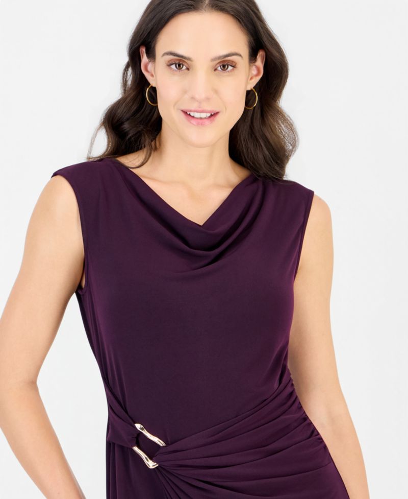 Women's Cowl Neck Sleeveless Wrap Dress
