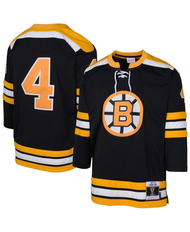 Big Boys and Girls Bobby Orr Black Boston Bruins Blue Line Player Jersey