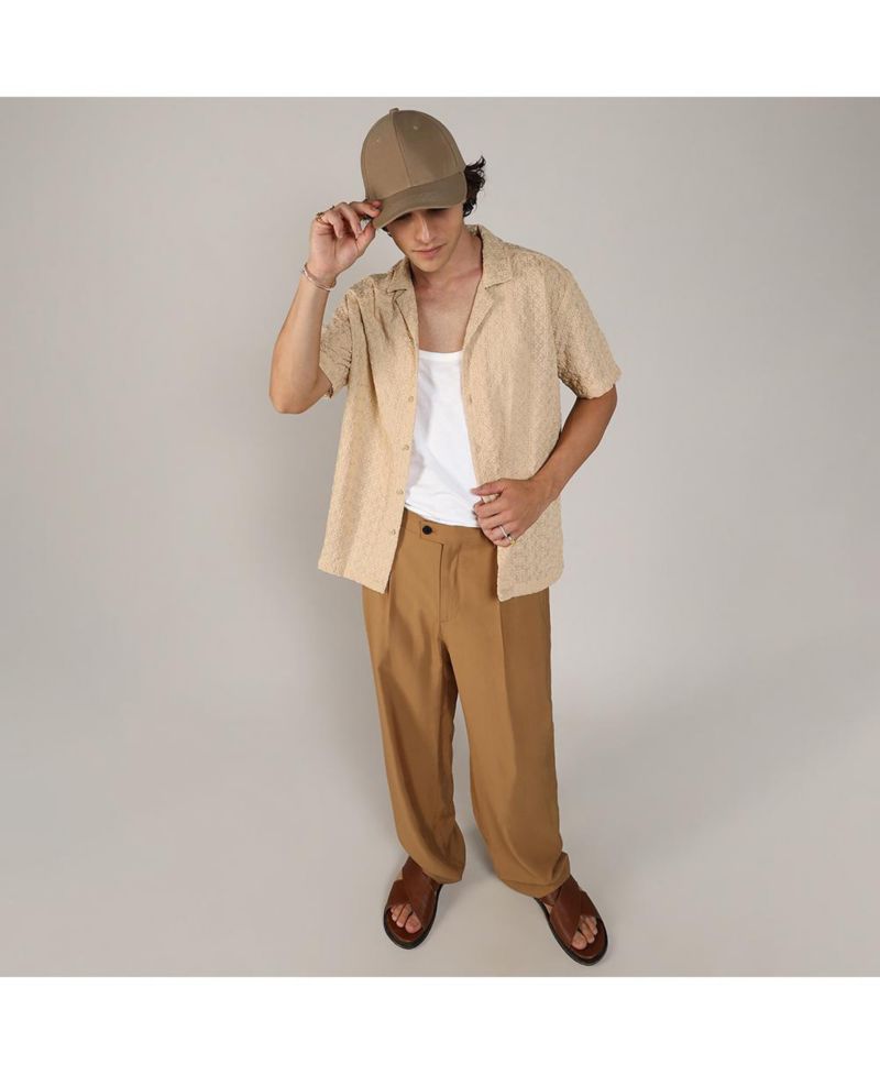 Men's Beige Embroidered Flora Shirt