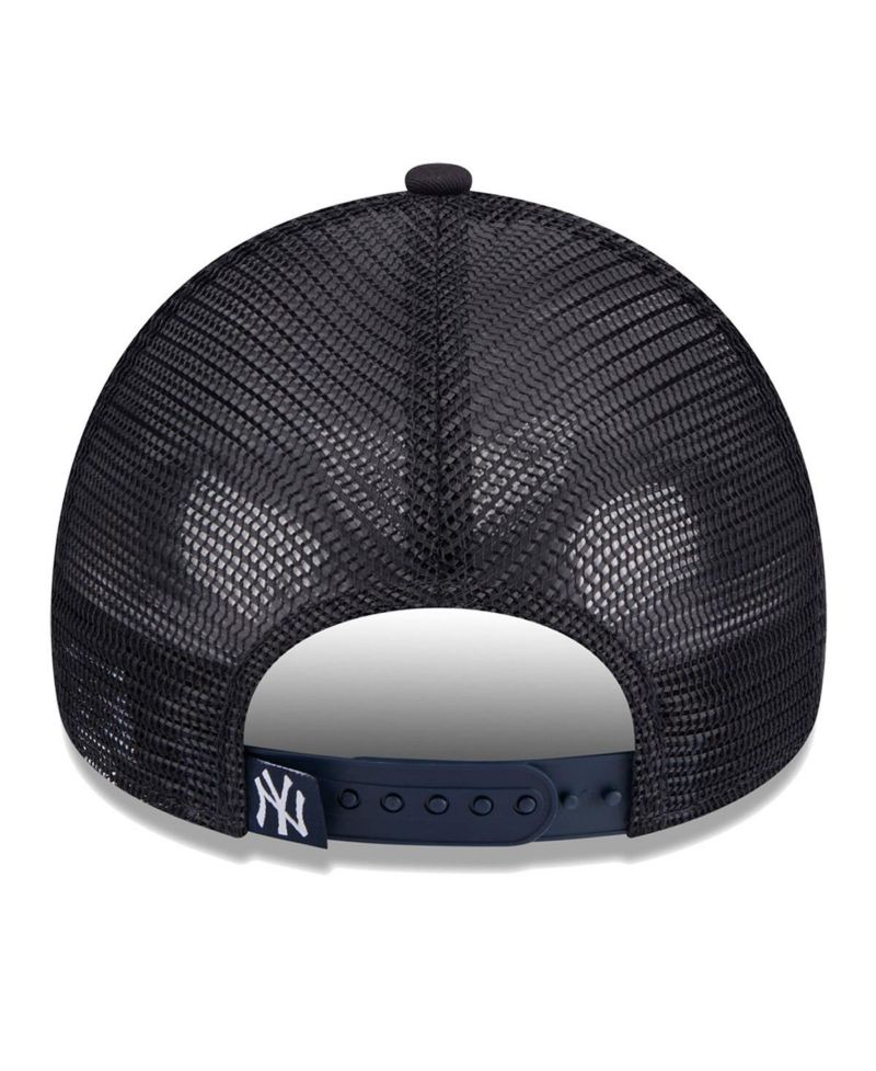 Women's White/Navy New York Yankees Throwback Team Foam Front A-Frame Trucker 9Forty Adjustable Hat