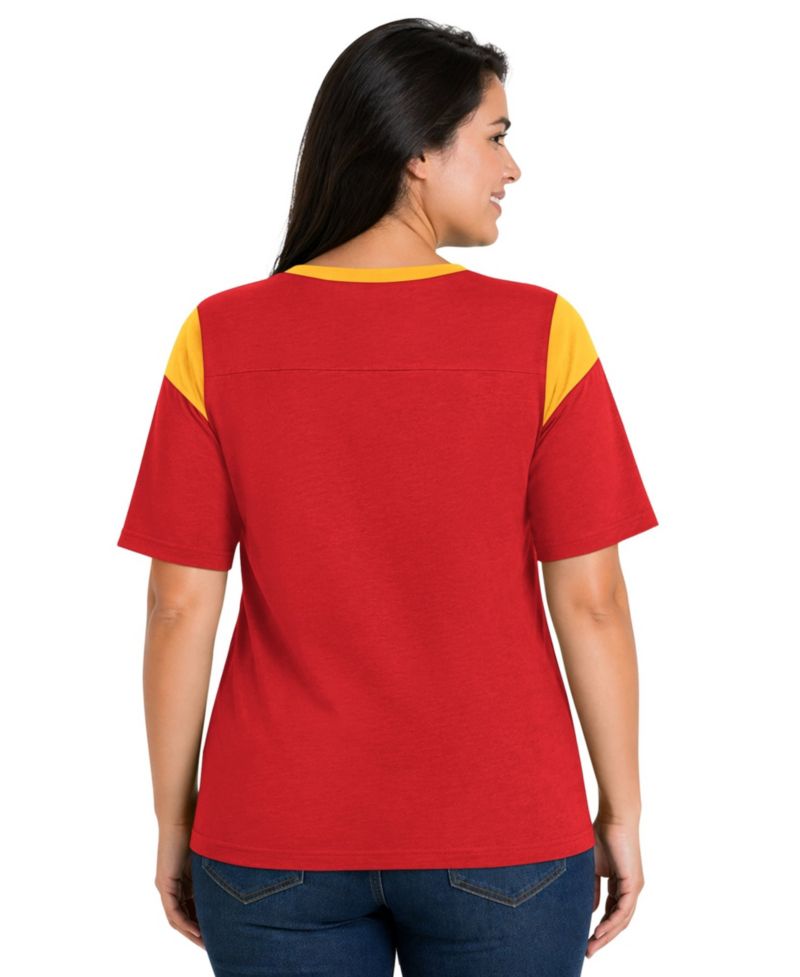 Women's Red Kansas City Chiefs Plus Size Linebacker Slub T-Shirt
