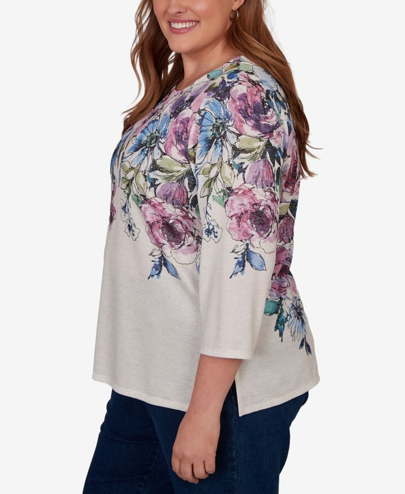 Plus Size Falling Roses Knit Top