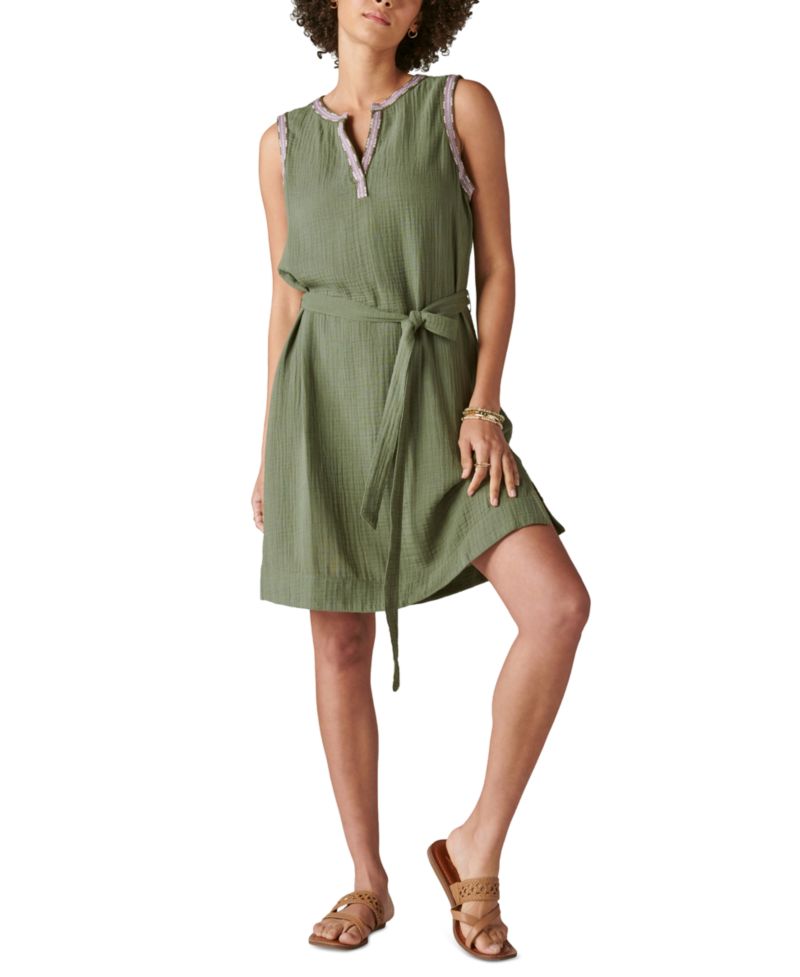 Women's Embroidered Sleeveless Popover Dress