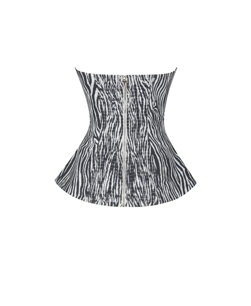 Women's Petrina Zebra Linen-Blend Print Strapless Peplum Top