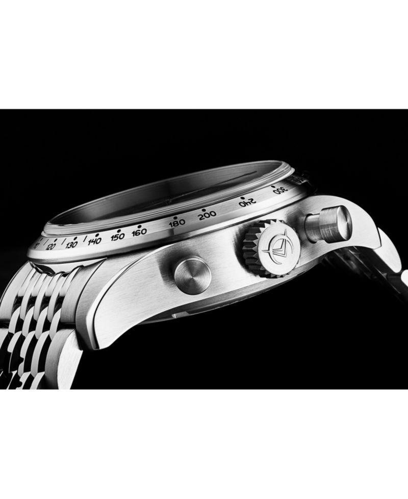 Megalos Men's Swiss Automatic Chronograph 43mm Silver Tone Stainless Steel Case Champagne Dial Sapphire Crystal 100M Water Resistant