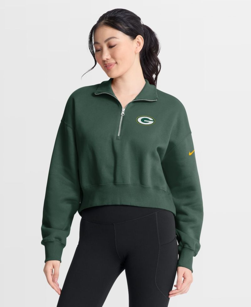 Women's Green Green Bay Packers Phoenix Fleece Quarter-Zip Sweatshirt
