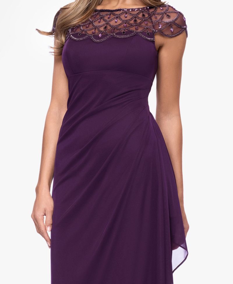 Petite Boat-Neck Long Sheath Dress