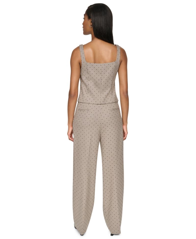Women's Embellished Houndstooth Square Neck Vest