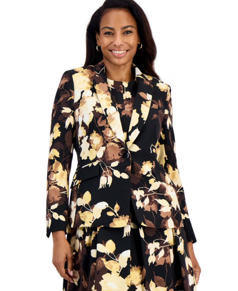 Women's Long Sleeve Printed Scuba Blazer