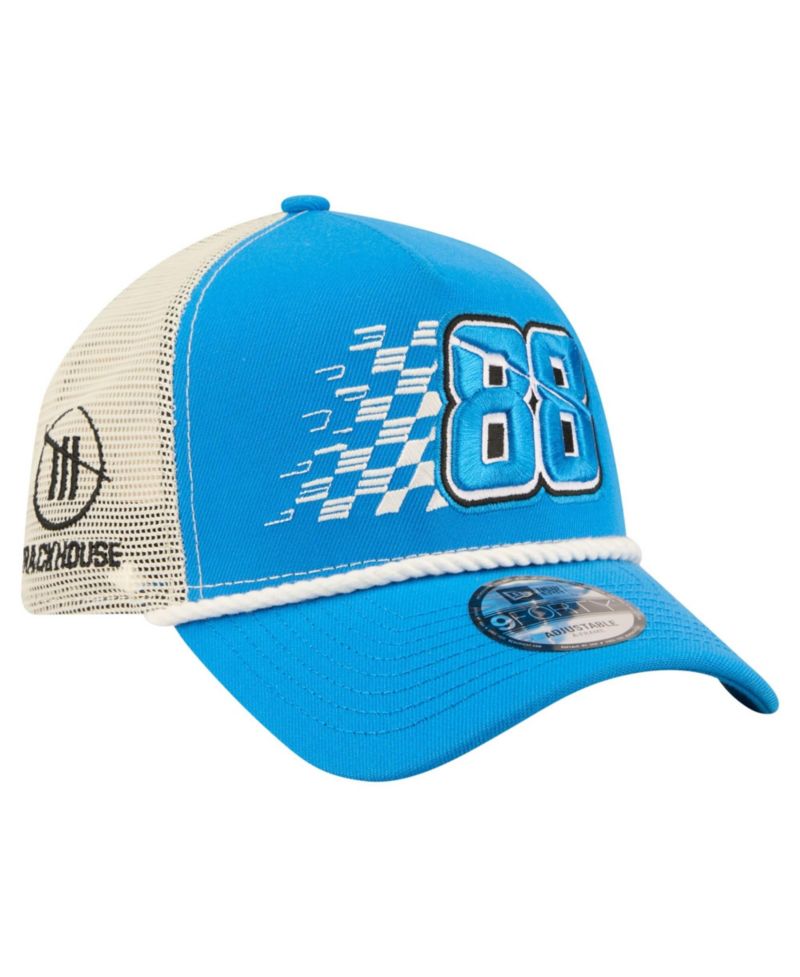 Men's Blue Connor Zilisch Trackhouse Driver Number A-Frame 9FORTY Trucker Rope Adjustable Hat